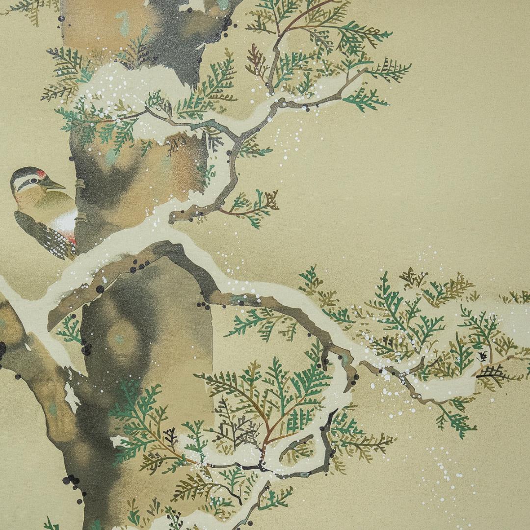 掛軸-1193 酒井抱一 檜に啄木鳥図 十二ケ月花鳥図 限定480