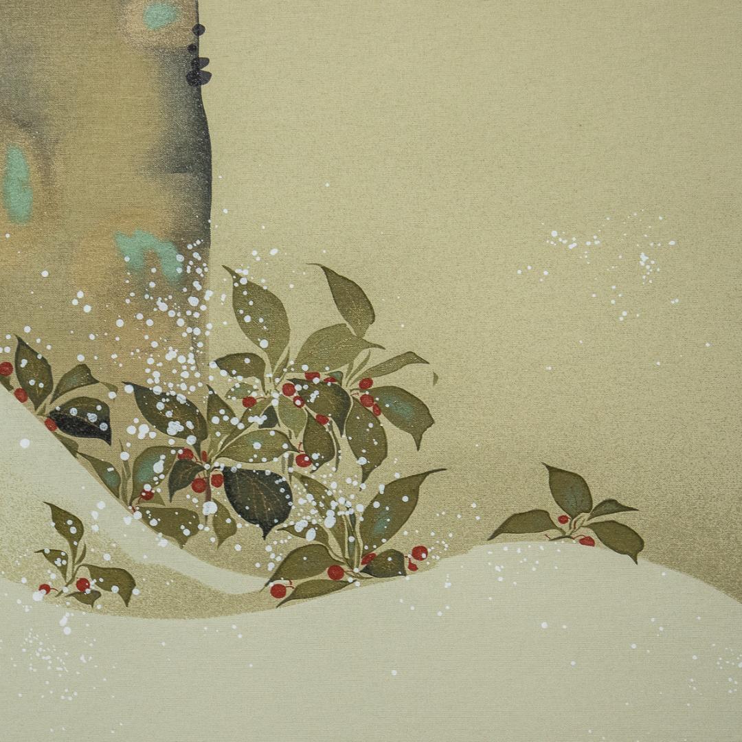 掛軸-1193 酒井抱一 檜に啄木鳥図 十二ケ月花鳥図 限定480