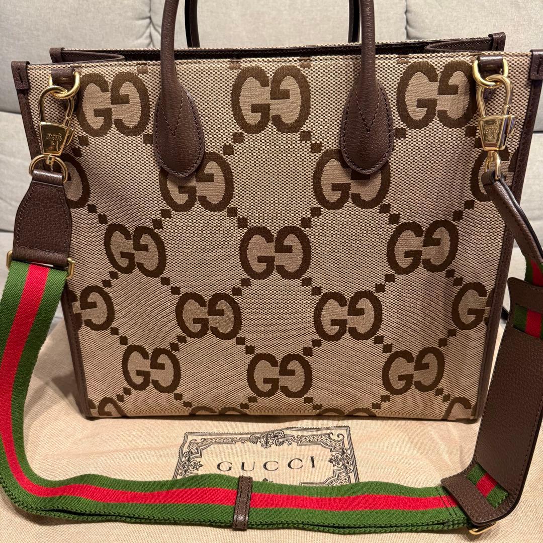正規店 一回使用 GUCCI グッチ ジャンボGG トートバッグ