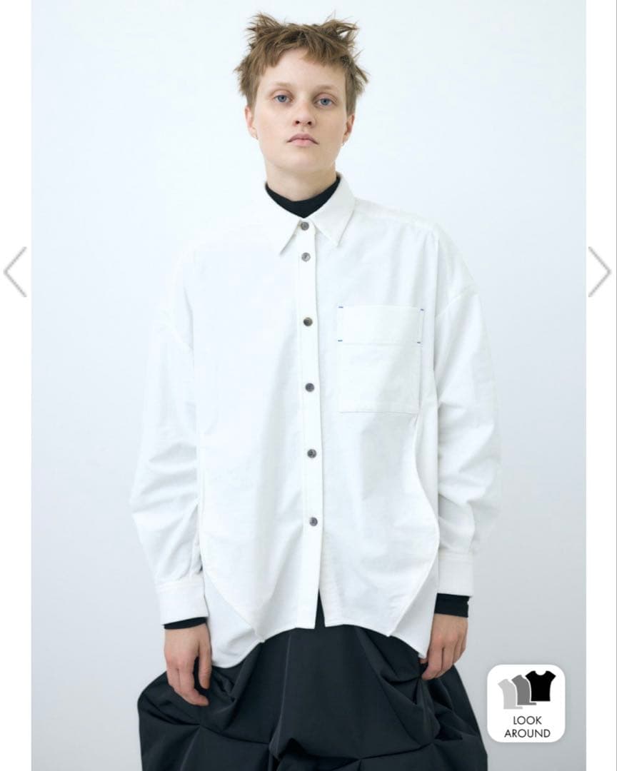 någontstans 24AW egg drape shirt ホワイト