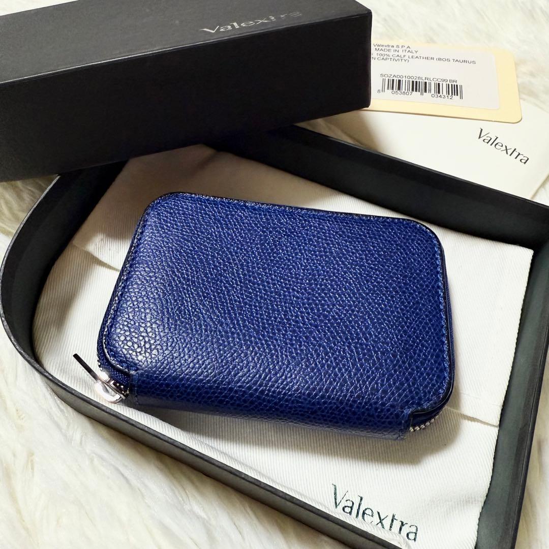 【美品】Valextra ヴァレクストラ ラウンドジップ ミニウォレット レザー