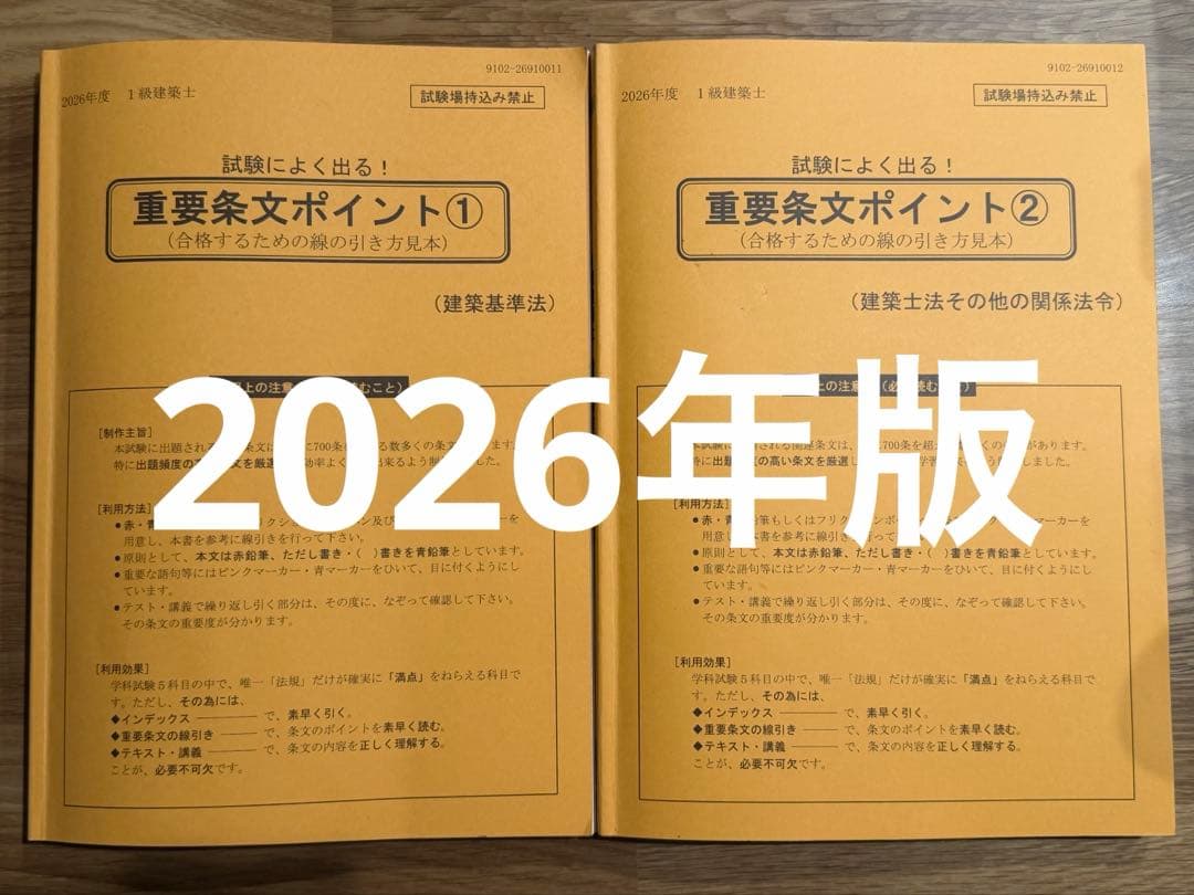 2026年度 日建 一級建築士 法令集 線引き 重要条文ポイント 1 & 2