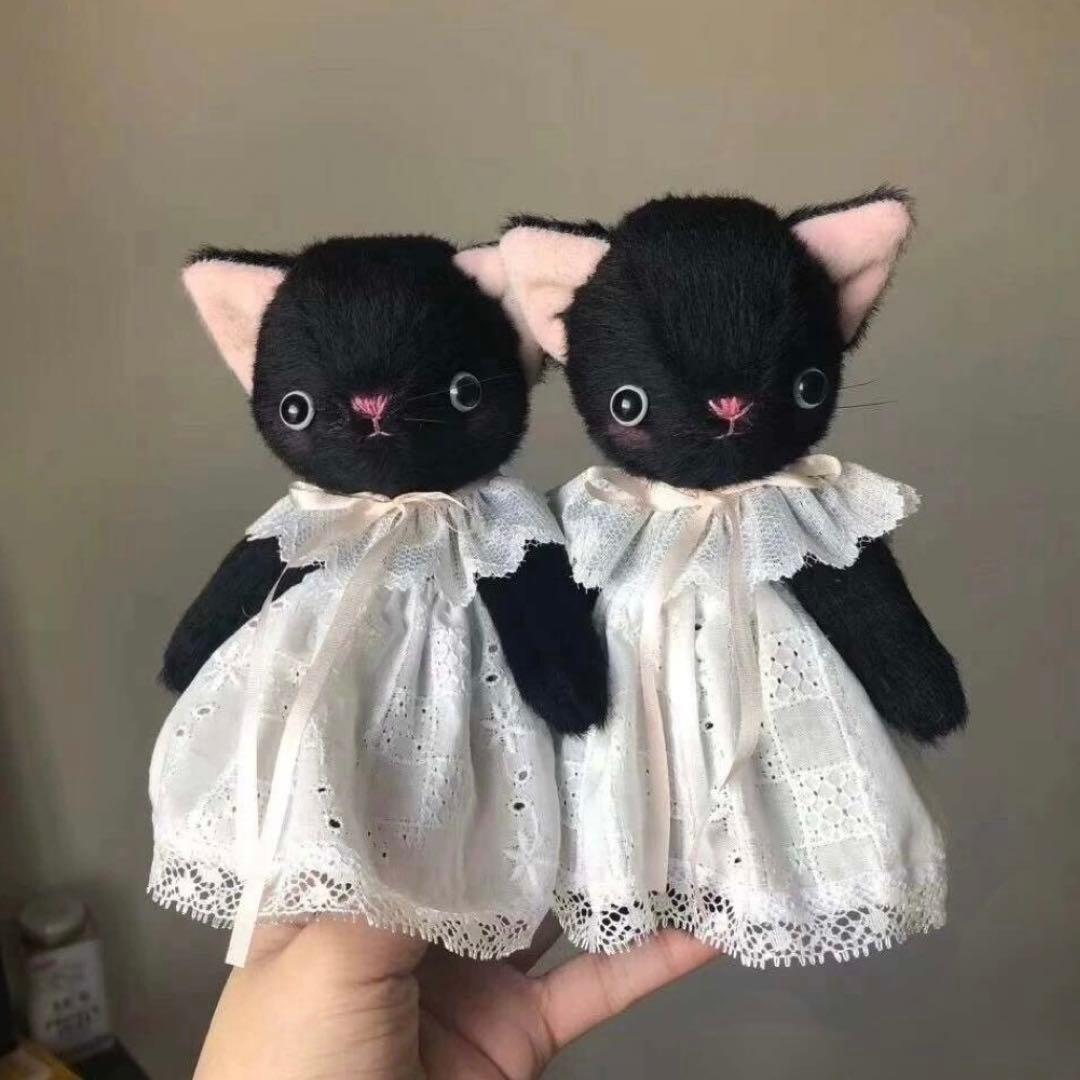 着せ替えねこちゃん 黒猫 ぬいぐるみ 海外作家様 ハンドメイド 創作