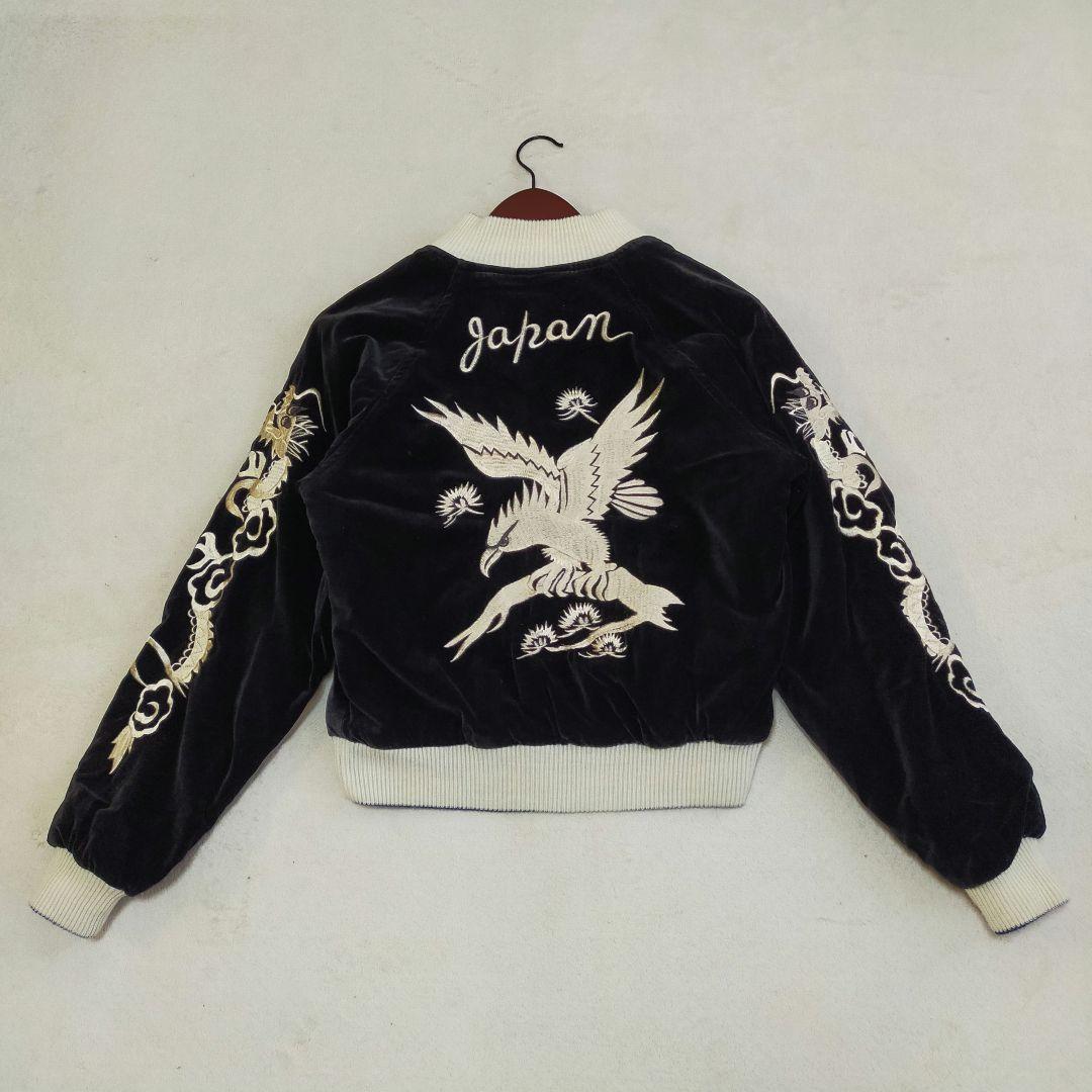 80S 90S　別珍×キルティングサテン　三輪ジッパー　リバーシブルスカジャン