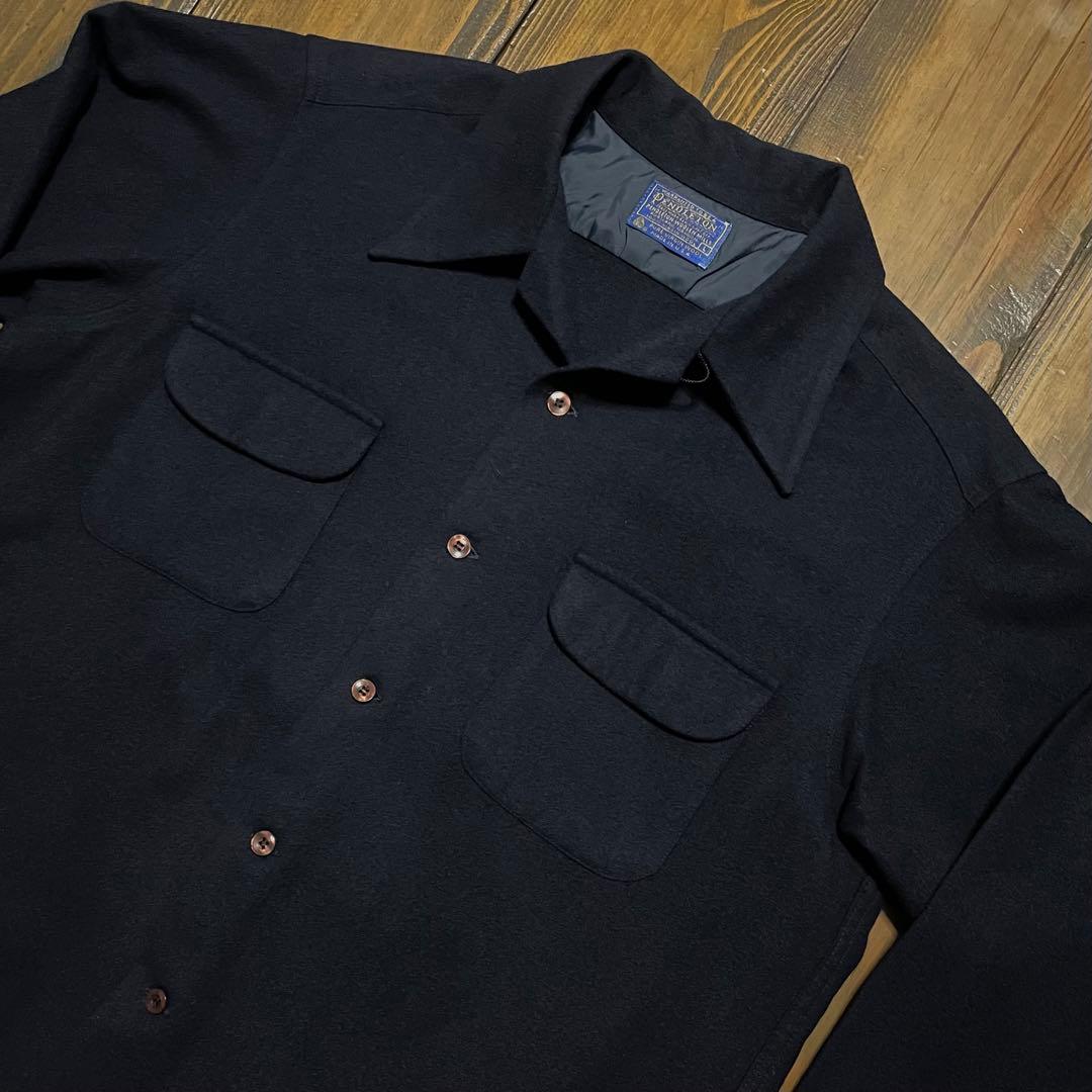60s PENDLETON Board Shirtダークネイビー無地　美品　希少