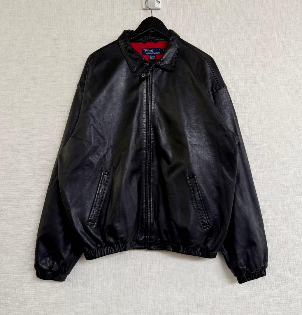 スペシャル ポニー無 90s ラルフローレン レザー ジャケット XL ブラック