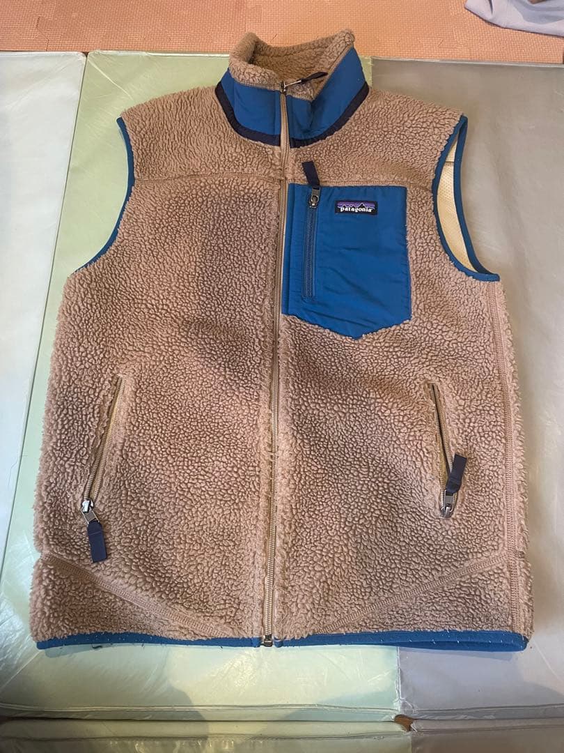 patagonia フリース ベスト Sサイズ ベージュ/ブルー　パタゴニア