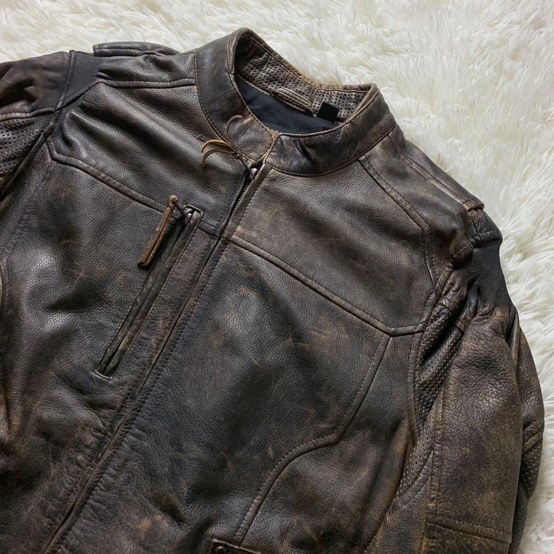 ハーレーダビッドソン レザージャケット ダークブラウン 本革 M - メルカリ