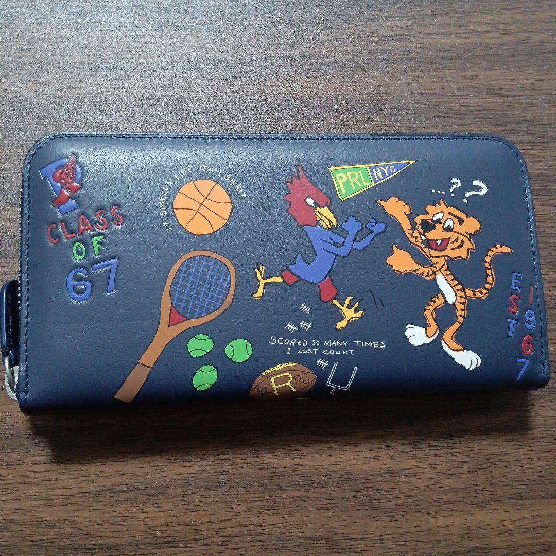 POLO RALPH LAUREN 長財布 紺色　本革　動物プリント　未使用品