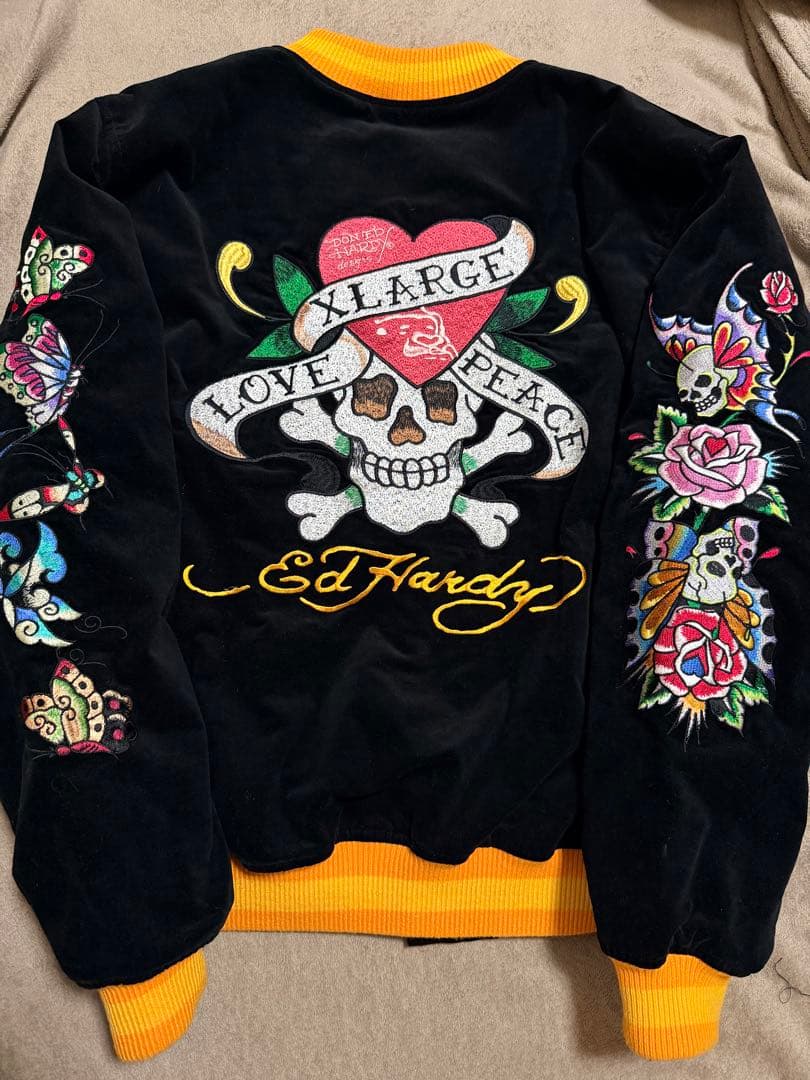 ２面用 Ed Hardy XLARGE 別珍 日本限定 スカジャン unisex