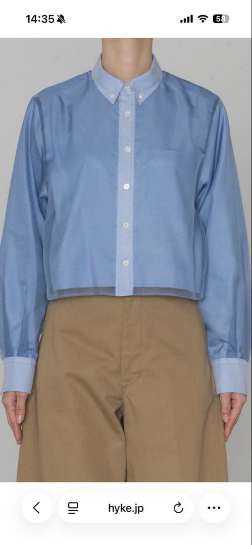 新品　HYKE レイヤードオックスフォードシアーシャツ　サイズ1