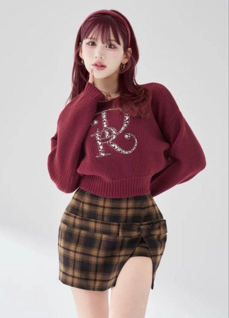 Darich DRビジューボリュームリブニットトップス BRD ダーリッチ 赤