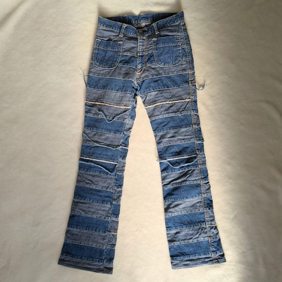 HYSTELIC GLAMOUR スクラッチフレア Sサイズ ツギハギデニム