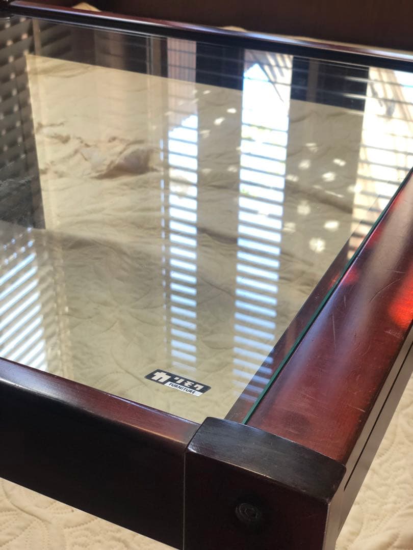 カリモク家具 希少オールド ガラステーブル／ローテーブル／昭和レトロ