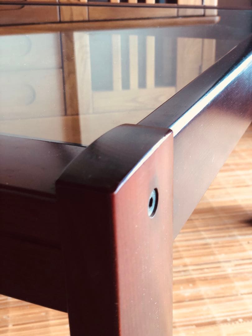 カリモク家具 希少オールド ガラステーブル／ローテーブル／昭和レトロ