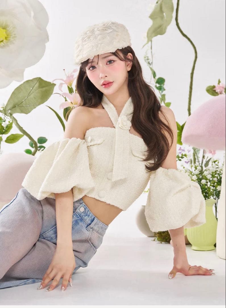 新品タグ付きダーリッチホルターネックオフショルツイードトップス ホルターネックオフショルツイードトップス – Darich (ダーリッチ)