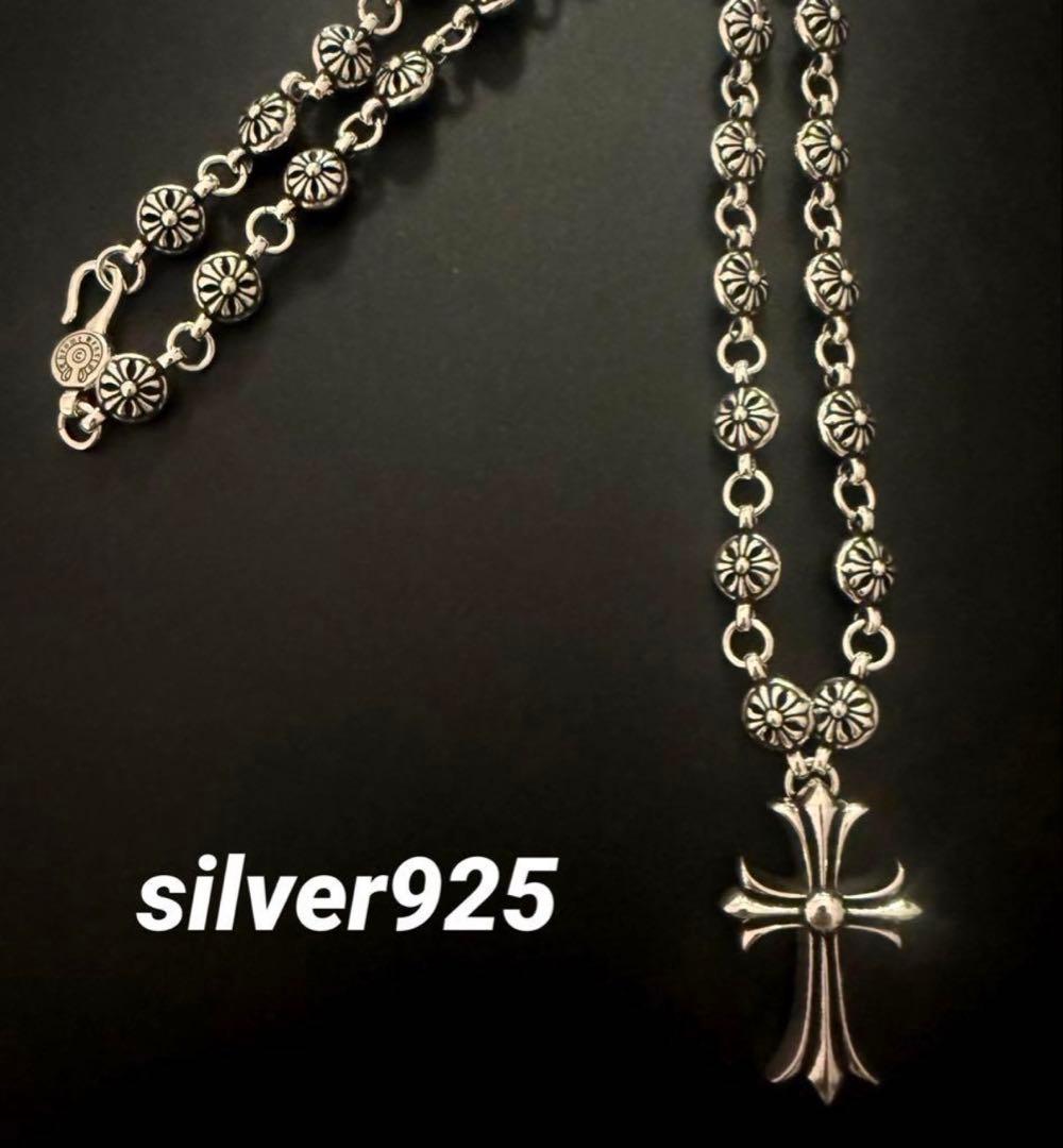 silver925 クロス　クロスボールチェーン　ネックレス