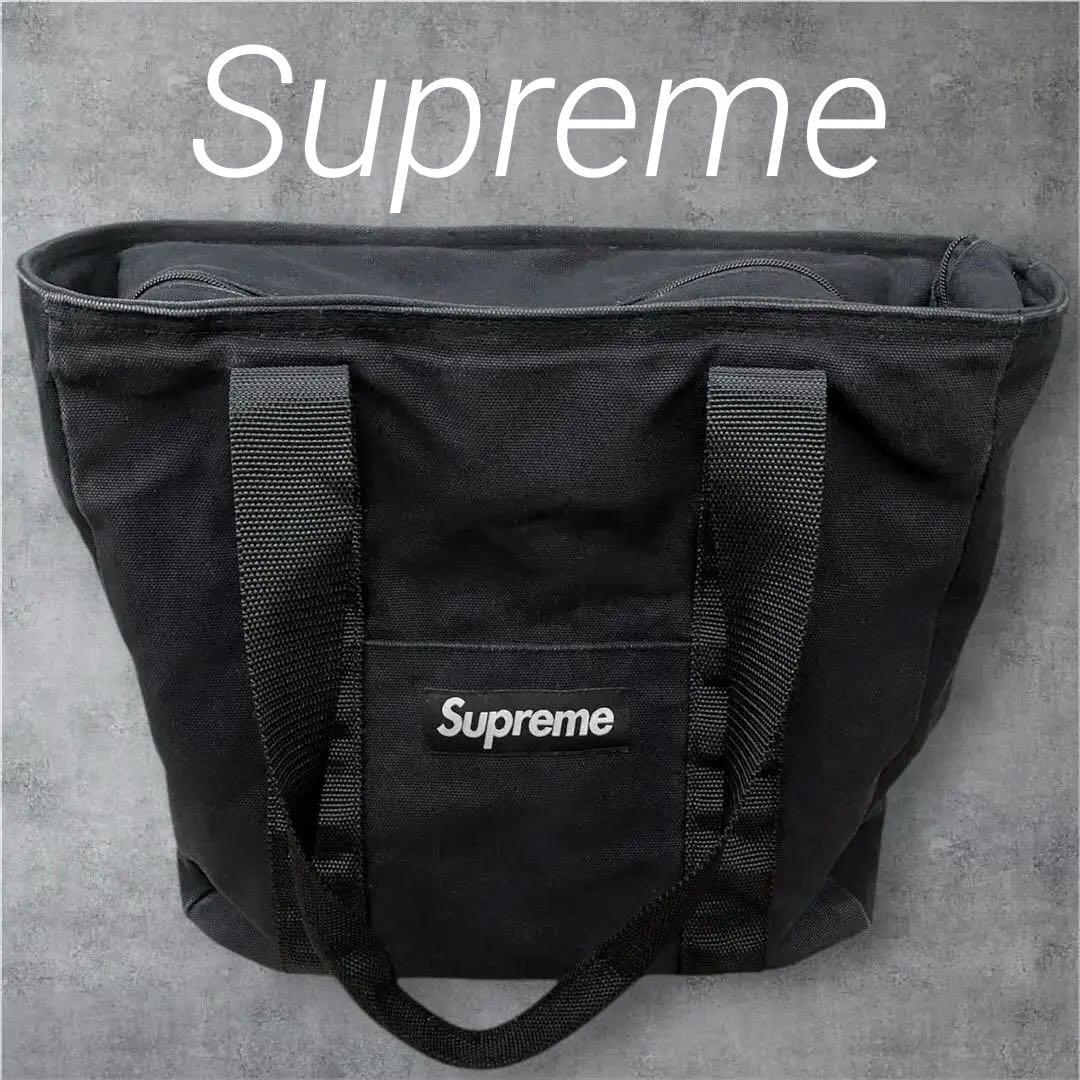 【確実正規品】 シュプリーム トートバッグ ブラック キャンバス 2020AW