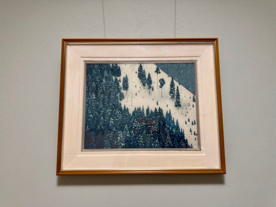 東山魁夷 春雪 木版画 額装 共シール 朱落款 限定450部 日本画 版画 真作