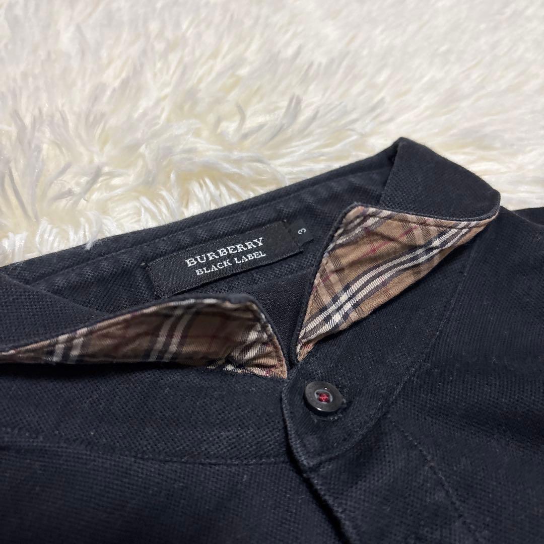 ▪️バーバリーブラックレーベル ポロシャツ ワンポイント 黒 襟裏ノバ