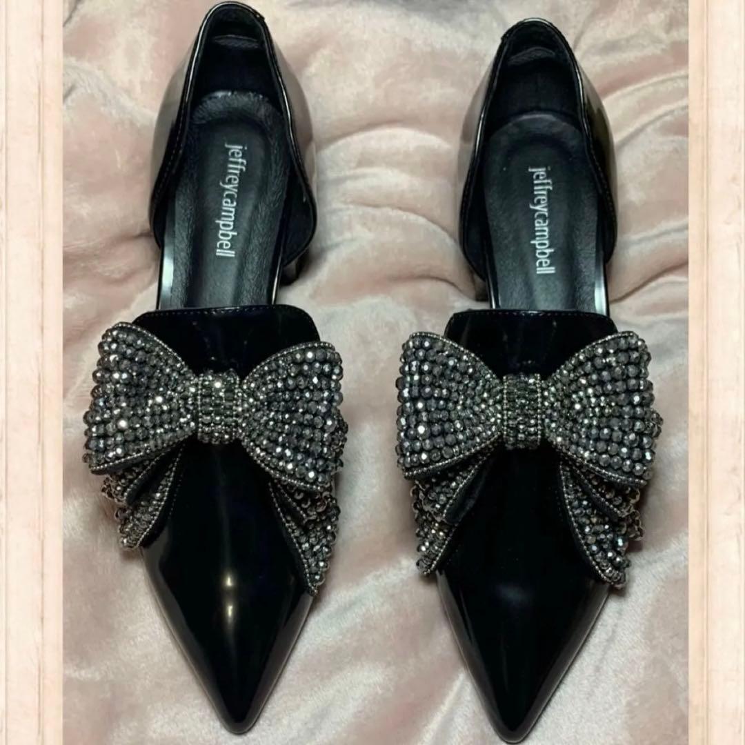 12/15(月)までセール！「ビッグリボンラインストーン ヒールシューズ」