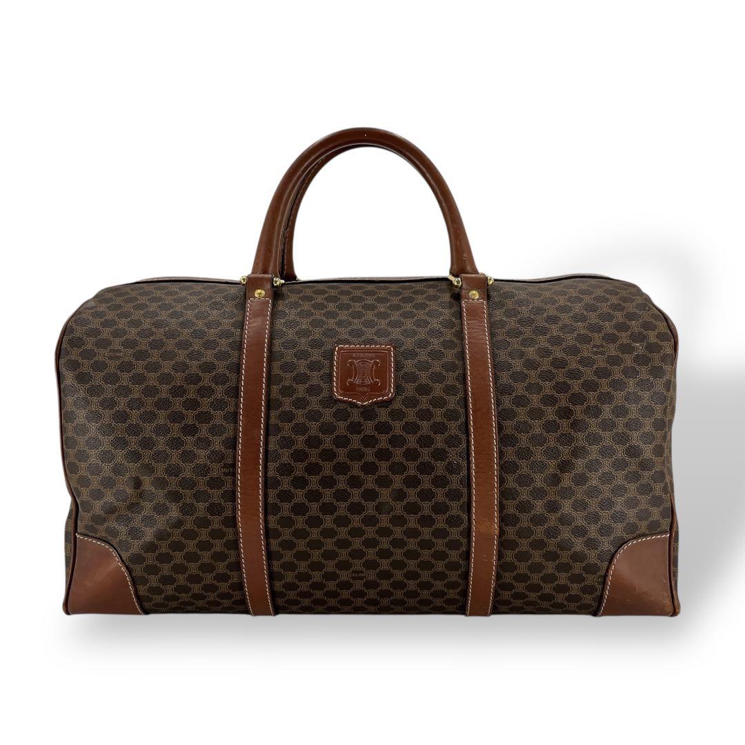 オールド　セリーヌ　ボストン　旅行　マカダム柄　ブラウン　PVCレザー　y2k