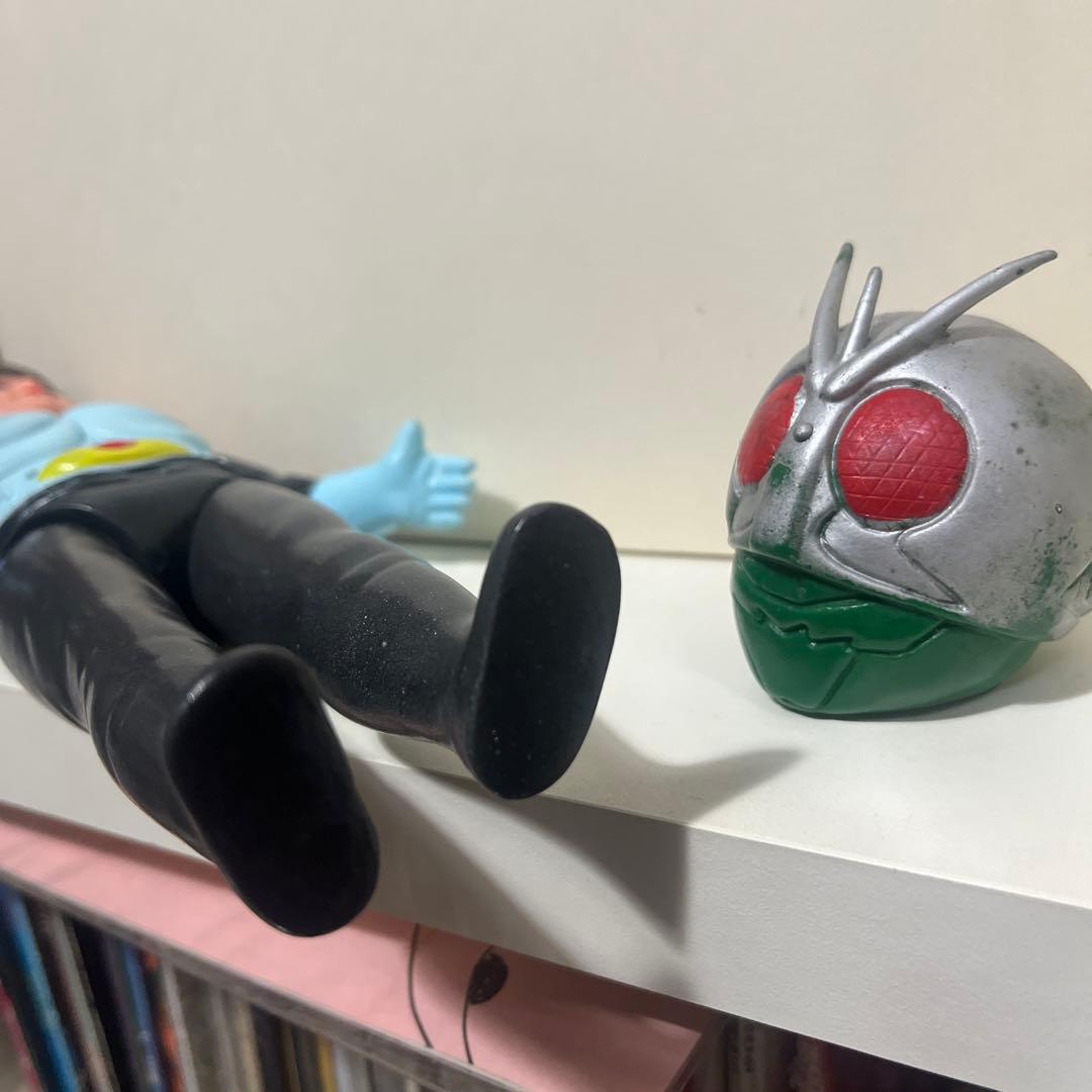 無版権 3本アンテナ 仮面ライダー ソフビ フィギュア 当時物 旧