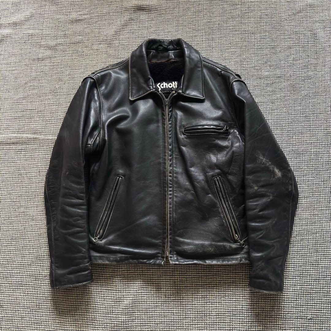 Schott シングルライダース　38 ライナー付 Schott】ショット『ライナー付き シングルライダースジャケット size38