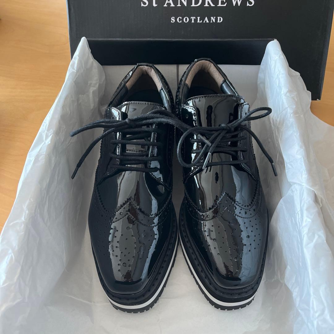 【新品未使用】ST ANDREWS ゴルフシューズ 23.0cm ブラック　厚底