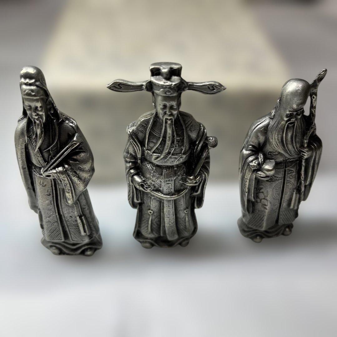 中国　工芸品　福禄寿の置物　金属製（磁性なし）