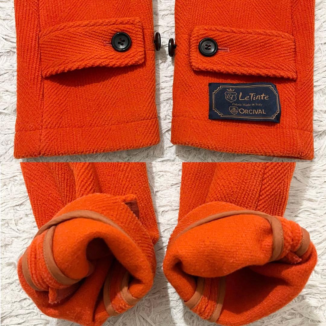 ✨極美品✨オーシバル ダッフルコート ヘリンボーン ロング丈 オレンジ