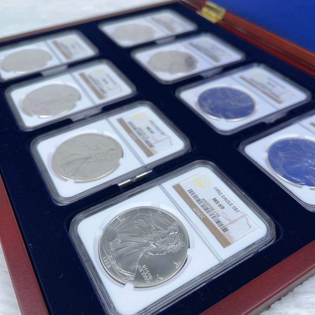 【NGC鑑定】1992年 イーグル銀貨 MS69 8枚セット 高級ケース 米国 NGC鑑定】1992年 イーグル銀貨 MS69 8枚セット 高級ケース 米国 - メルカリ