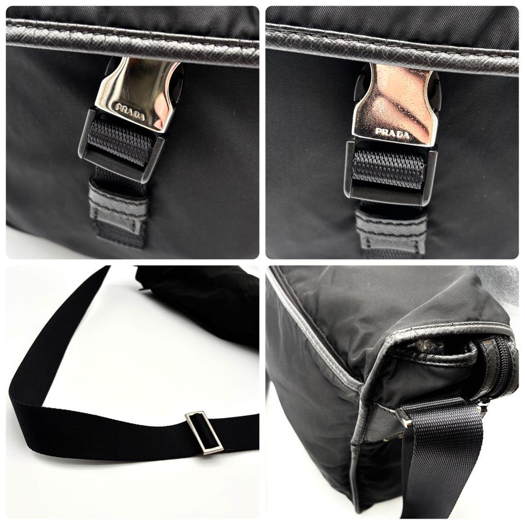 A4収納可】プラダ メッセンジャーバッグ サフィアーノレザー 大容量