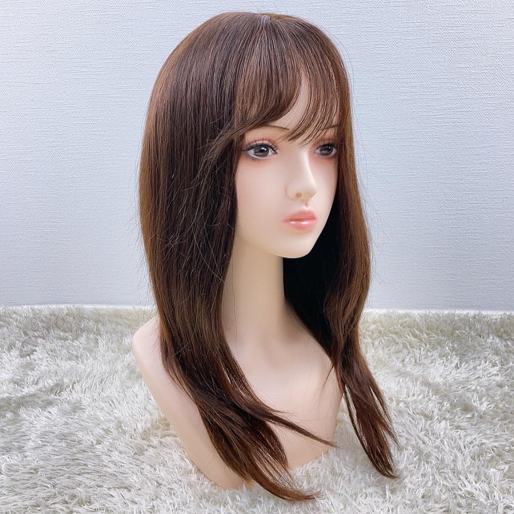 B*a様 人毛100% フルウィッグ 医療用 ロングストレート ライトブラウン