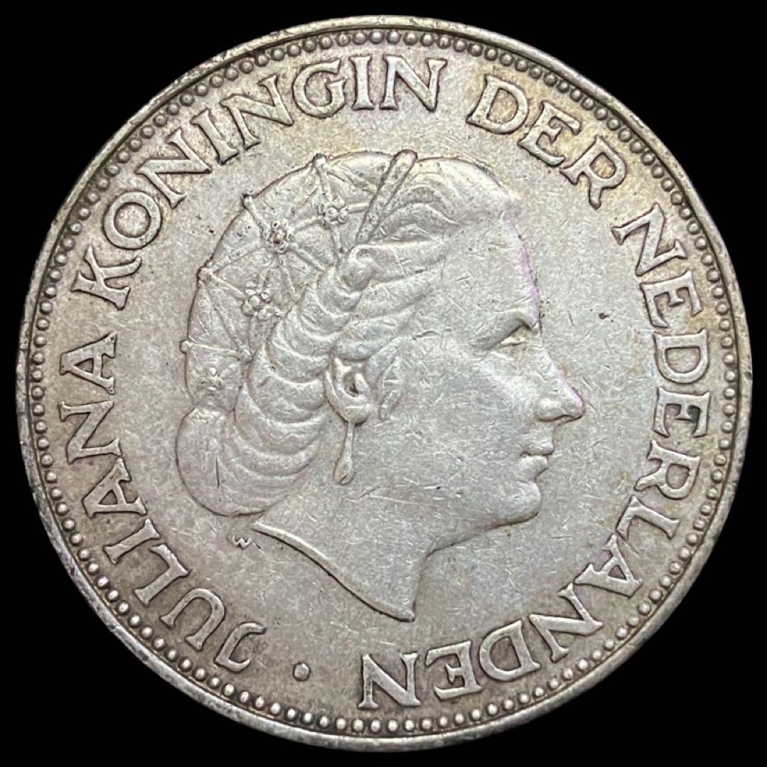 オランダ 2.5ギルダー ユリアナ女王 銀貨 1962年 - メルカリ