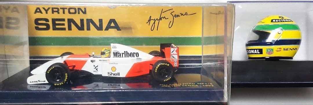 ミニチャンプス1/43 MP4/8 A.セナ1993 セナ ヘルメット2点セット