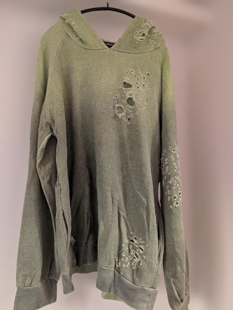 希少 XL VINTI ANDREWS ダメージ加工 再構築 パーカー 濃緑