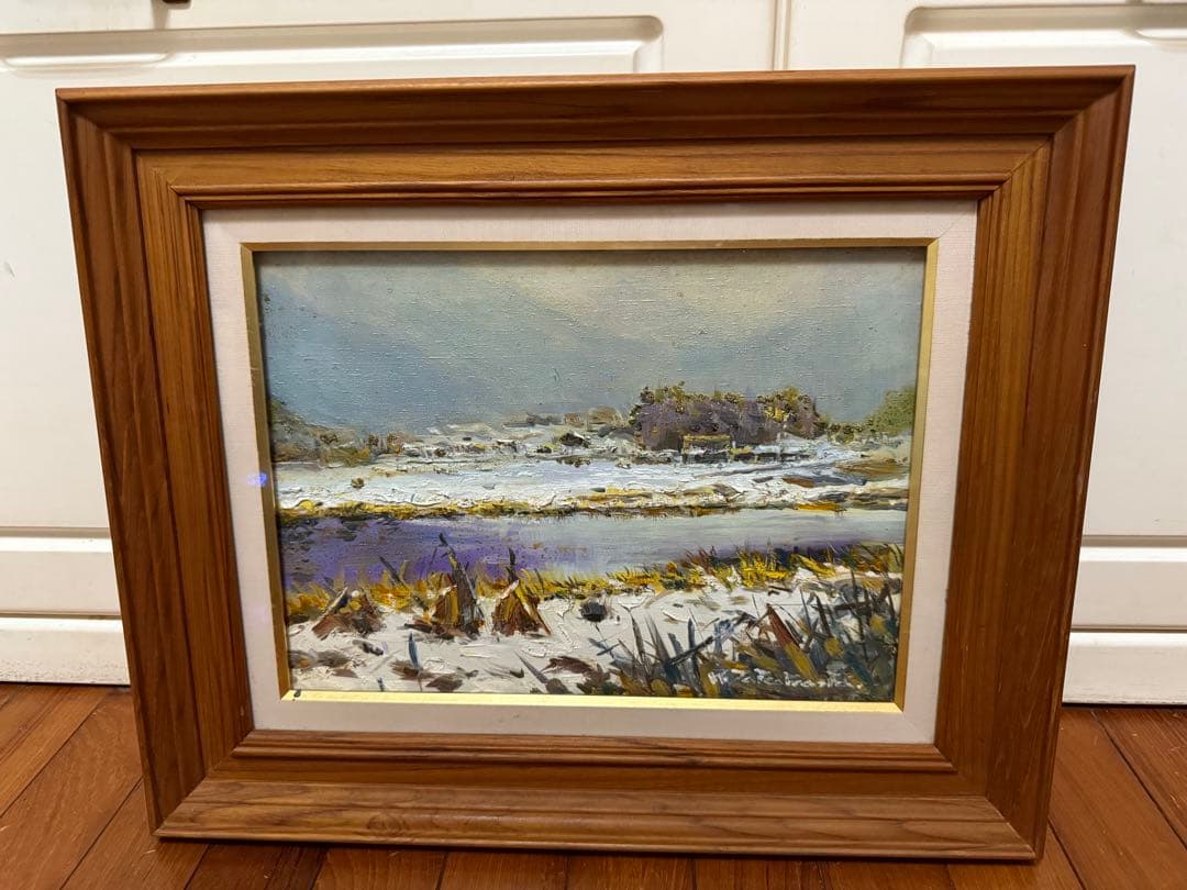 58.「雪の中津湖畔」髙橋一善 油絵