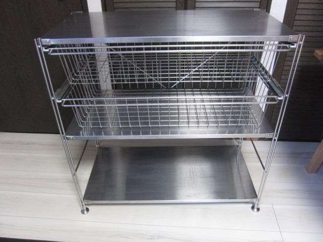 MUJI /無印良品　ステンレスユニットシェルフ3段　ステンレスバスケット×2