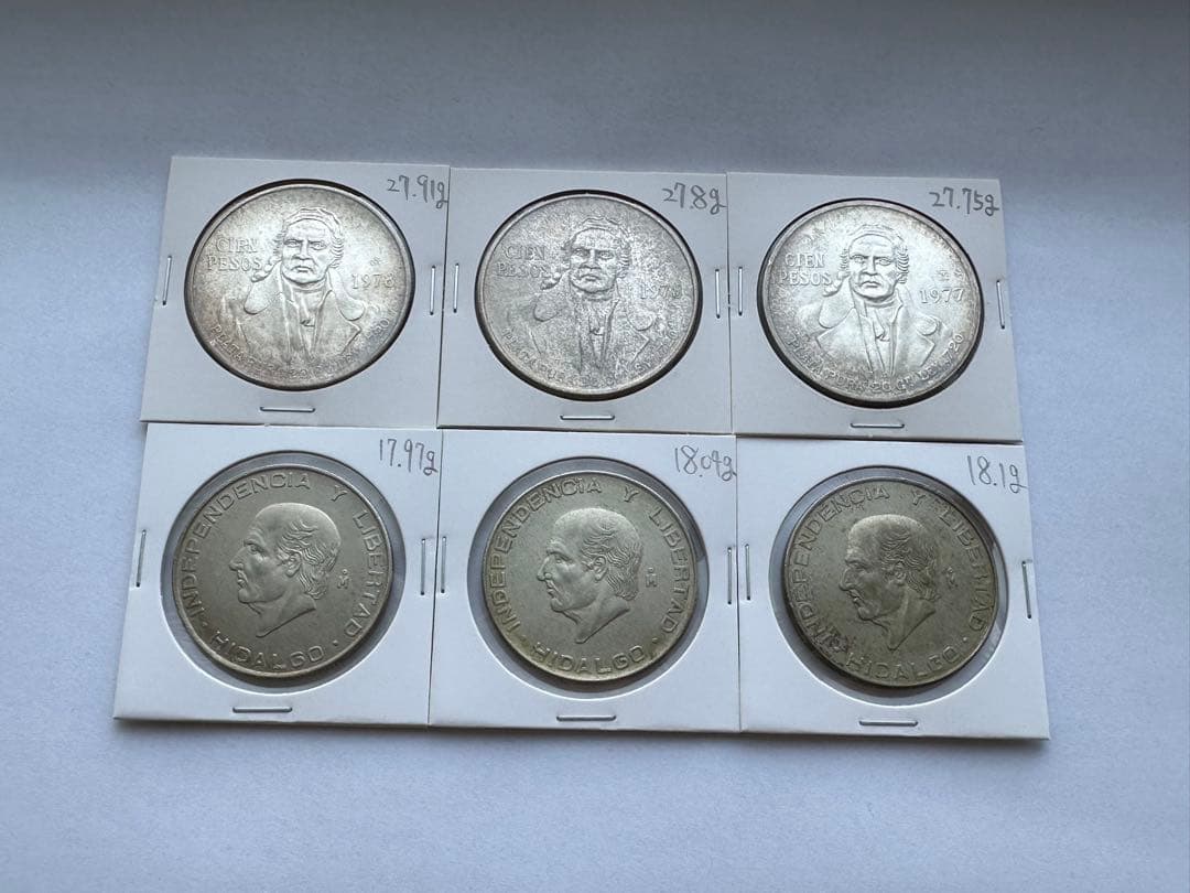 メキシコ銀貨 6枚　大型銀貨　メキシコ　プラタ プラ シエン 銀貨　古銭　本物 メキシコ銀貨 6枚大型銀貨メキシコプラタ プラ シエン 銀貨古銭本物