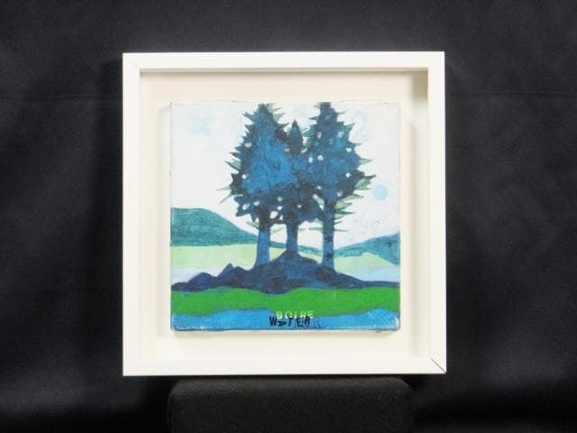 現代アート　アン・マレット　直筆サイン『WATER』キャンヴァスに油彩1025B