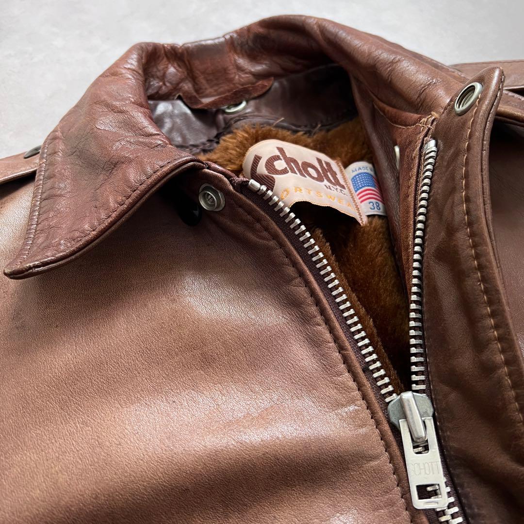 80s schott ショットA-2フライトジャケット レザージャケットブラウン