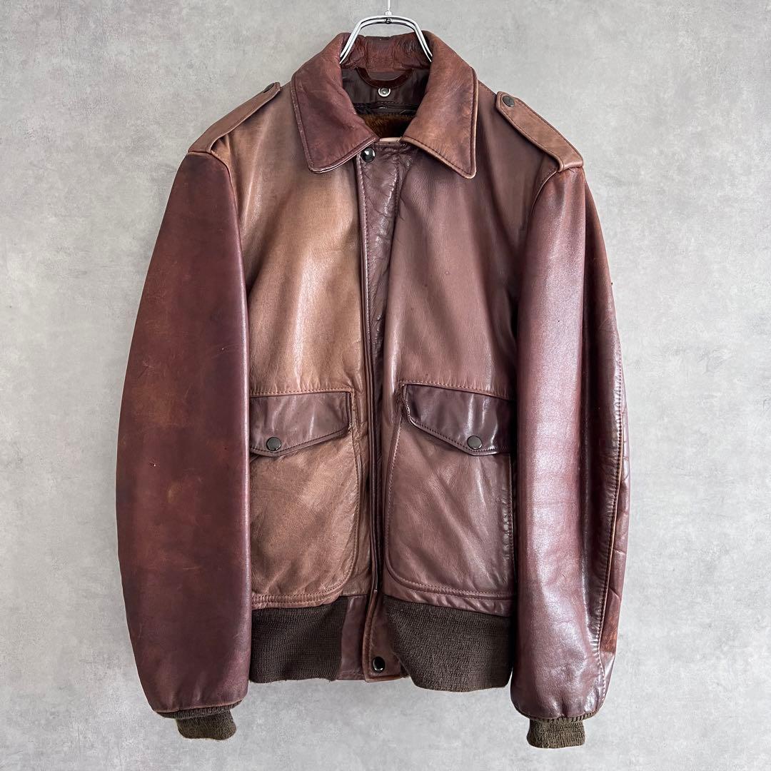 80s schott ショットA-2フライトジャケット レザージャケットブラウン