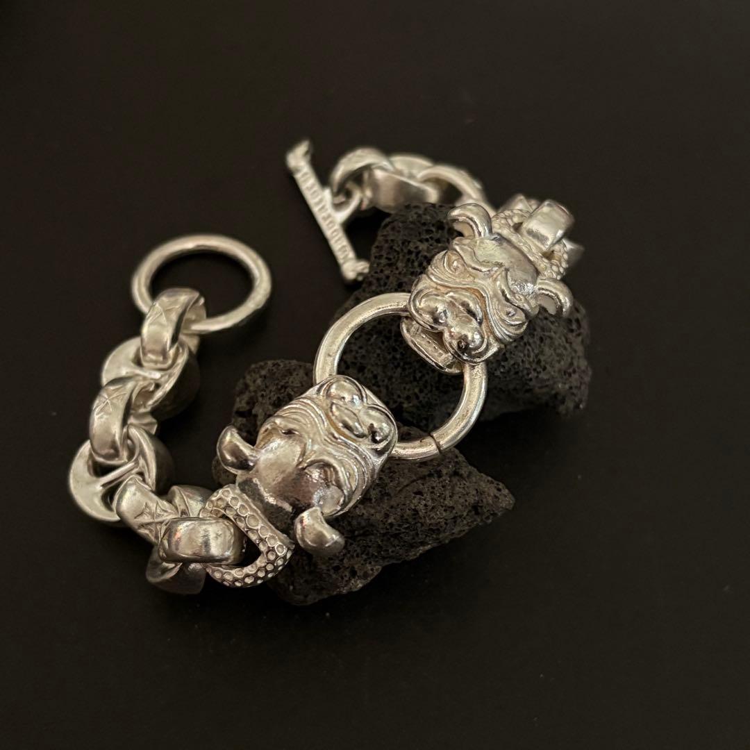 vintage 重厚　ブルドッグチェーン　ブレスレット　シルバー925