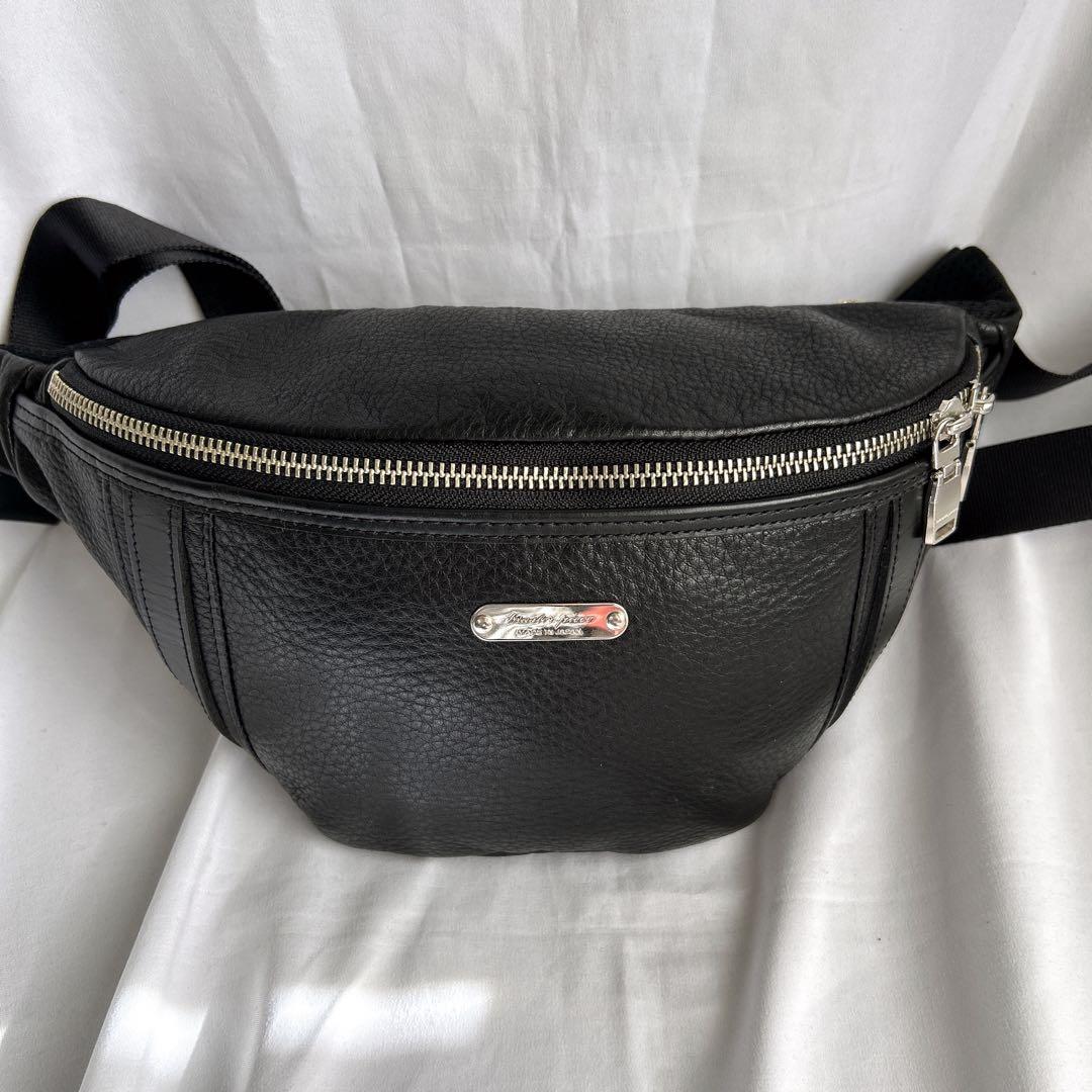 【極美品】マスターピース GENTLE ジェントル ウエストバッグ レザー 黒 マスターピース master-piece 正規取扱店 ウエストバッグ メンズ 防水