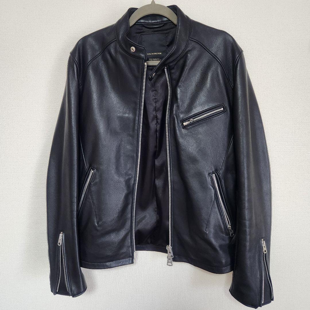 JACKROSE ブラック レザーライダースジャケット サイズ5（XL）