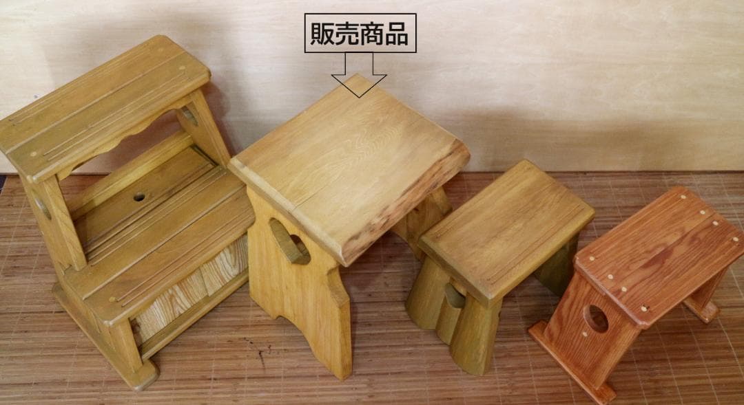 ハンドメイド　スツール　天板青森ヒバ　脚板ヒノキ　踏み台/飾り台/椅子etc