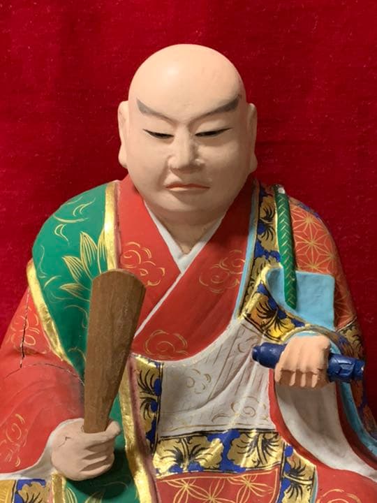 香木白檀 切金仕上げ 日蓮大聖人座像 手彫り 最高細密木彫り49万円