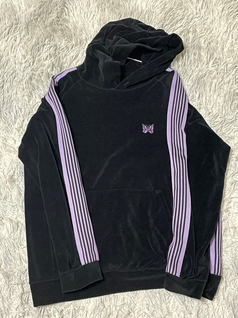 【Needle】 XL ブラックベロアパーカー