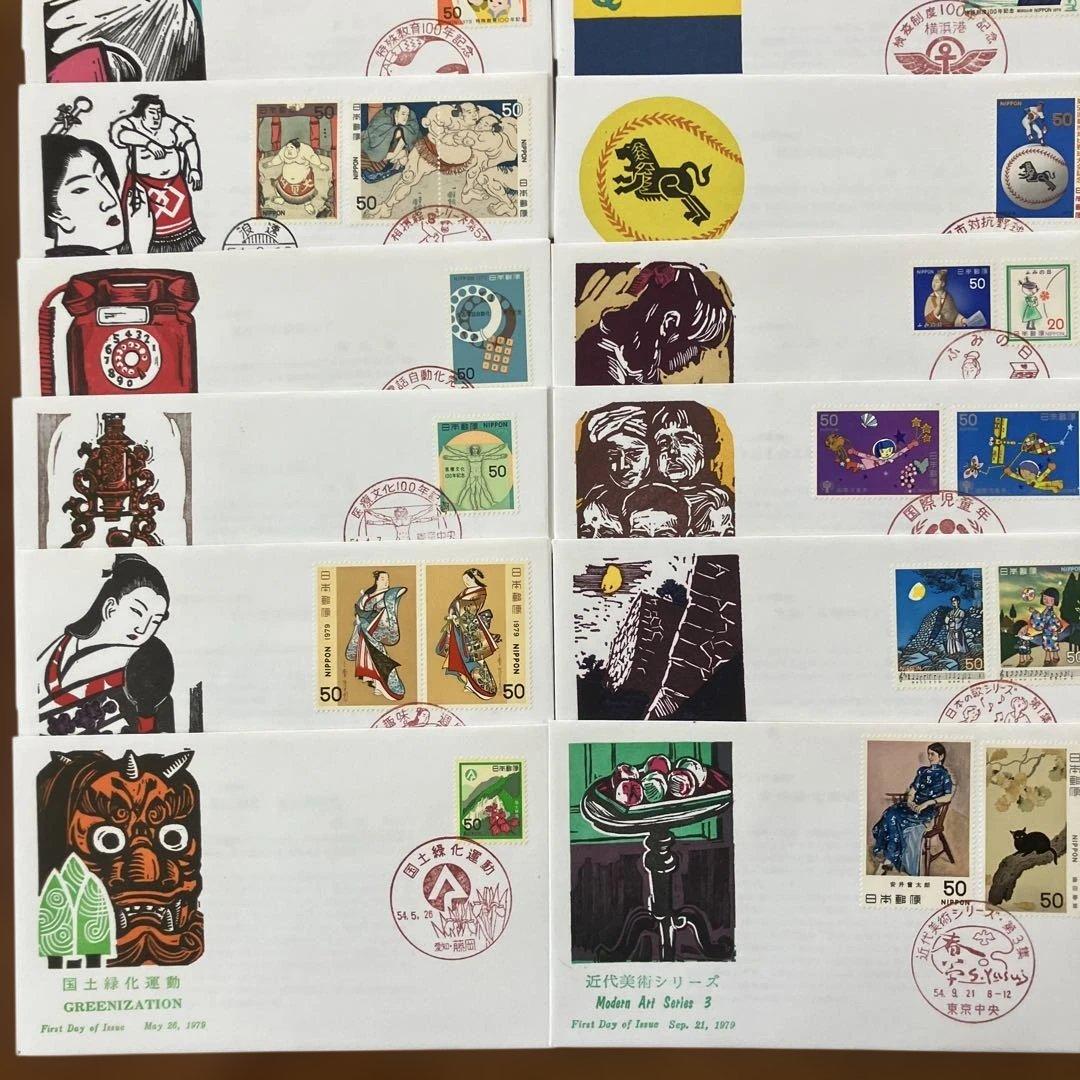 記念特殊切手初日カバー 昭和54年完セット ☆ 24通 JPS創作版画版